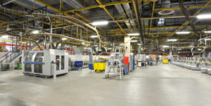 Machines of a large printing plant in a warehouse